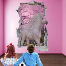 Unicorn Fairy Forest Wall Decal Sticker Mural Poster Print Art Kids Girls Bedroom Decor Gv26 - thumbnail 1