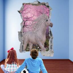 Unicorn Fairy Forest Wall Decal Sticker Mural Poster Print Art Kids Girls Bedroom Decor Gv26 - thumbnail 2
