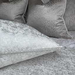 White Silver Luxury Cushion Cover, Diana Shine, Handmade Piped Trim Pillow Sham Case With Crater -All Sizes - thumbnail 3