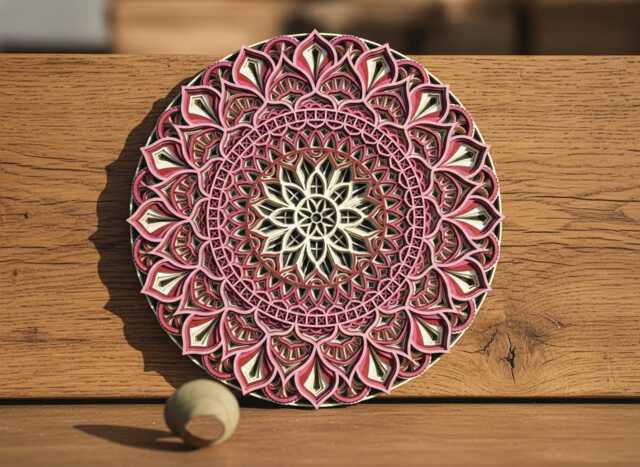 Colorful Mandala Wall Art - Layered Plywood, Laser Cut - image 1