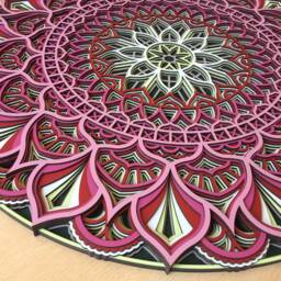 Colorful Mandala Wall Art - Layered Plywood, Laser Cut - thumbnail 3