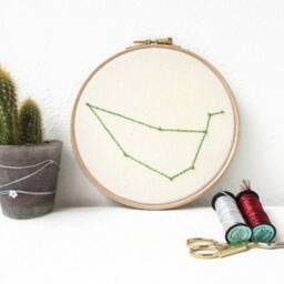 Capricorn Star Sign Wall Art - Hand Embroidered Constellation Zodiac Hanging Gift For January Birthday Or Gift - thumbnail 3