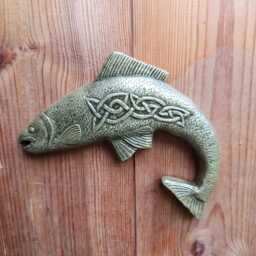 Salmon Of Knowledge Wall Hanging Plaque, Irish Celtic Art Inspired, Handmade Legendary Icon - thumbnail 3