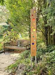 Garden Sculpture Made Of Wood & Glass. A Unique, Handmade, Weatherproof Garden Decoration - thumbnail 1