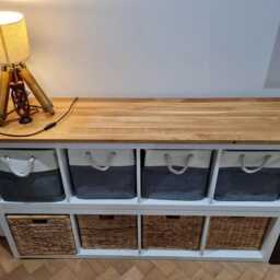 Solid Oak Top Cover For Ikea Besta Tv Bench - 120x42 cm - Oiled Or Sanded - thumbnail 3