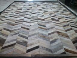 Cowhide Patchwork Rug Raw Leather Argentina - Free Shipping Cowhide Handmade 6'x8' Mix Of Beige, Grey Browns, Whites & Light - thumbnail 1