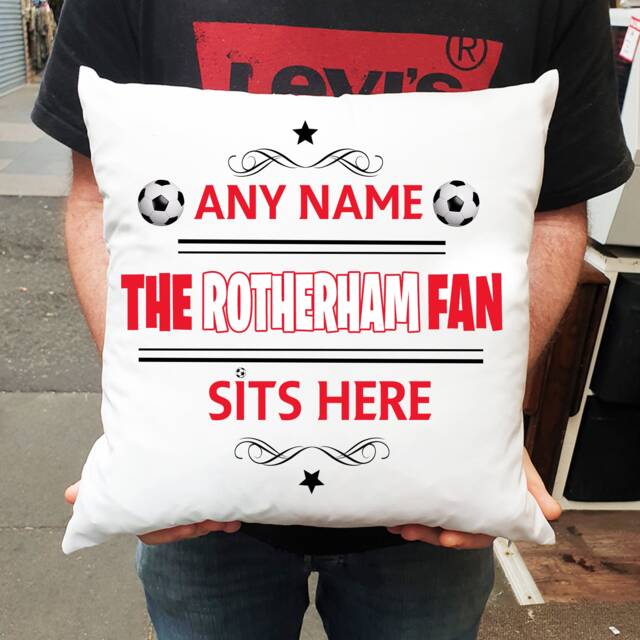 Personalised Rotherham United Football Cushion. With Any Name. Fan Cushion - image 1