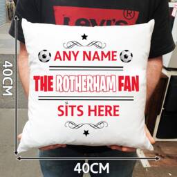 Personalised Rotherham United Football Cushion. With Any Name. Fan Cushion - thumbnail 2