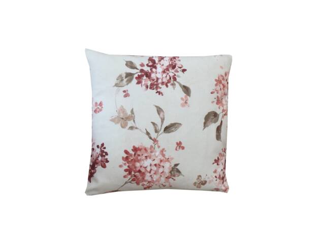 Floral Linen Throw Pillow Cover Jardin Belvoir Russet Pink - image 1