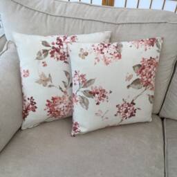 Floral Linen Throw Pillow Cover Jardin Belvoir Russet Pink - thumbnail 3