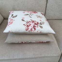Floral Linen Throw Pillow Cover Jardin Belvoir Russet Pink - thumbnail 4