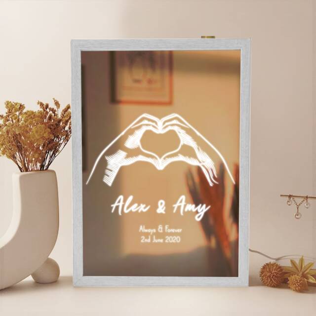 Personalized Anniversary Led Light Box, Couple Gift, Rgb Color Changing - image 1