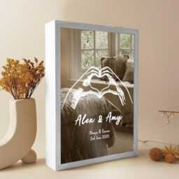 Personalized Anniversary Led Light Box, Couple Gift, Rgb Color Changing - thumbnail 2