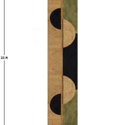 Hand Block Print Cotton Runner Rug Black, Green, Hallway Kilim - thumbnail 3