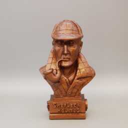Sherlock Holmes Figurine Bust - Handpainted Bronze Detailed Sculpture With Violin & Magnifying Glass Embossed - thumbnail 2