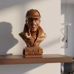 Sherlock Holmes Figurine Bust - Handpainted Bronze Detailed Sculpture With Violin & Magnifying Glass Embossed - thumbnail 1