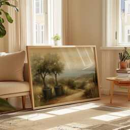 Mediterranean Landscape Poster, Olive Tree Paper Wall Art - thumbnail 4