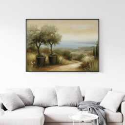 Mediterranean Landscape Poster, Olive Tree Paper Wall Art - thumbnail 3