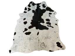 Medium/Large Sized Black & White Genuine Cowhide Rug, Sold As Seen - thumbnail 1