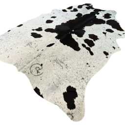 Medium/Large Sized Black & White Genuine Cowhide Rug, Sold As Seen - thumbnail 4