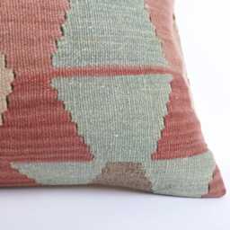 Handwoven Turkish Kilim Pillow Bohemian Lumbar Cushion, 16x24 - thumbnail 2