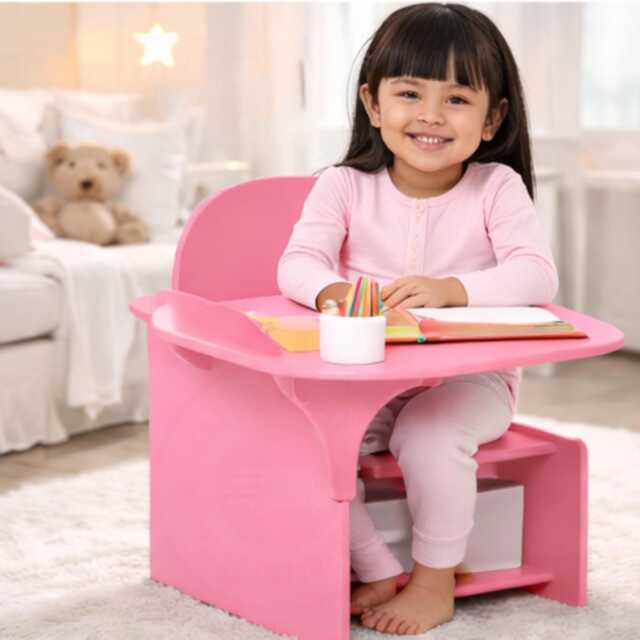 Toddler Desk Chair Set With Storage Bin Kids Activity Table Ages 3+ - image 1