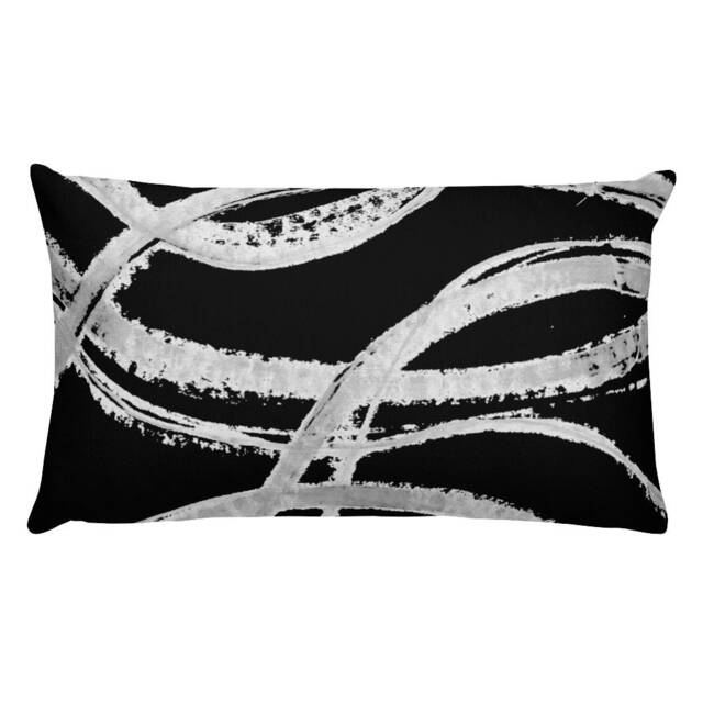Abstract Black & White Throw Pillow Linen-Feel Home Decor - image 1