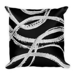 Abstract Black & White Throw Pillow Linen-Feel Home Decor - thumbnail 3