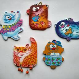 Ceramic Mini-Wall Cat With Mouse. Playful Cat. Wall Art. Hanging. Hand Made Ceramics. Wall Hanging Decor - thumbnail 4