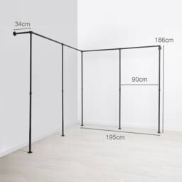 Clothes Rack Industrial Rick Iv Black - Walk-In Wardrobe Corner-Mounted Design Ready-To-Assemble Delivery - thumbnail 2