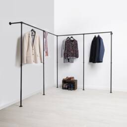 Clothes Rack Industrial Rick Iv Black - Walk-In Wardrobe Corner-Mounted Design Ready-To-Assemble Delivery