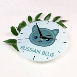 A Clock With A Russian Blue Cat. New Collection The Cute Art-Dog Cat - thumbnail 2
