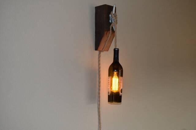 Wine Bottle Light, Wall Sconce, Dark - image 1