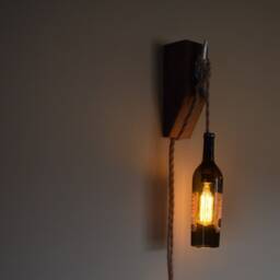 Wine Bottle Light, Wall Sconce, Dark - thumbnail 3
