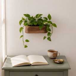 Indoor Wall Planter, Walnut Plant Shelf, Hanging Floating Display Rack For Plants, Pot - thumbnail 2