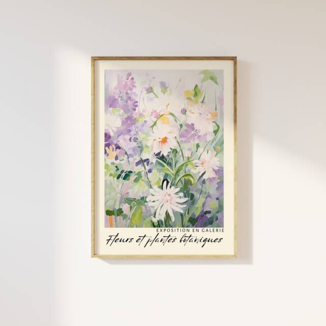 Floral Bouquet Exhibition Print Spring Colors Abstract Art - image 1