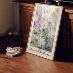 Floral Bouquet Exhibition Print Spring Colors Abstract Art - thumbnail 3