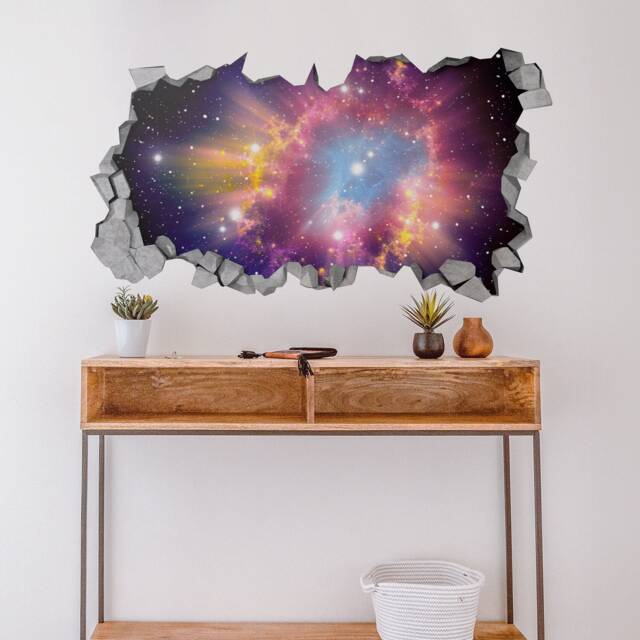 Cosmic Broken Wall Decal - 3D Wallpaper Wall Decals Printed Art Sticker Sku Cos3Dm - image 1