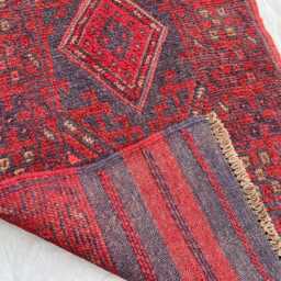 Mushwani Traditional Handmade Aisle Rug, Geometric Wool High Pile 2x8.4 Ft - thumbnail 4
