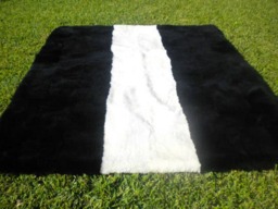 Big Unique Genuine Patchwork Sheepskin Rug - Soft Natural Hair Sheep Skin Real Pelt Fur Color White Black - thumbnail 2