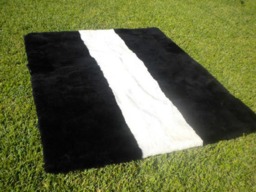 Big Unique Genuine Patchwork Sheepskin Rug - Soft Natural Hair Sheep Skin Real Pelt Fur Color White Black - thumbnail 1
