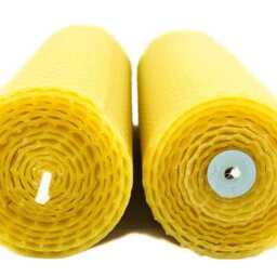 2x Beeswax Candles Made By Hand Rolled Golden Yellow 100% Natural Candle -Height 20 cm -Diameter Approx. 5 -Burning Time 30H Per - thumbnail 3