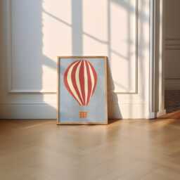 Hot Air Balloon Unframed Print - Drawing Living Room Prints Nursery Wall Art Playroom Poster Cute Kids - thumbnail 1