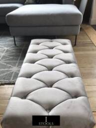Light Grey Velvet Chesterfield Footstool Ottoman, Handmade in UK - thumbnail 3