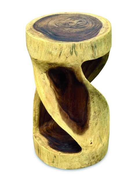 Round Top Suar Twist Side Table Medium 60cm - image 1