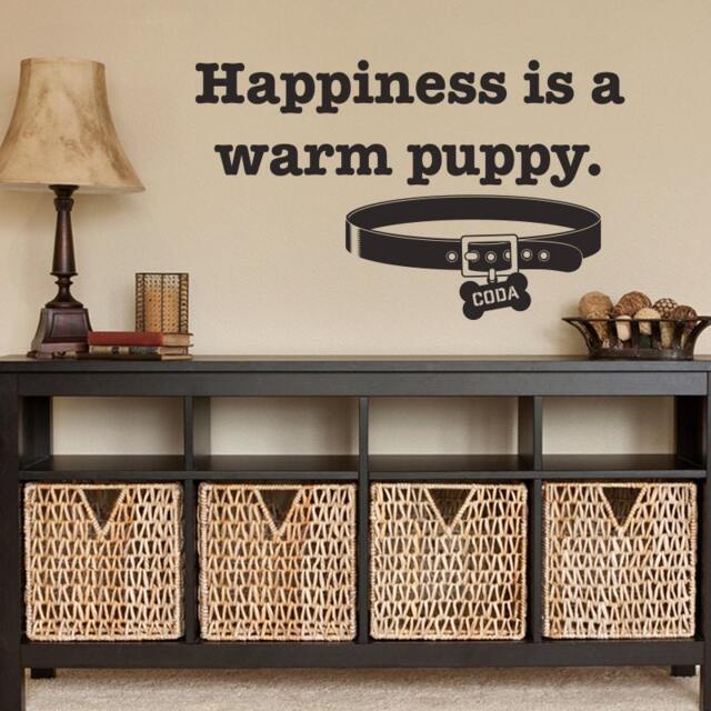 Happiness Is A Warm Puppy - Vinyl Decal Wall Quote - image 1