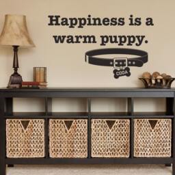 Happiness Is A Warm Puppy - Vinyl Decal Wall Quote - thumbnail 1
