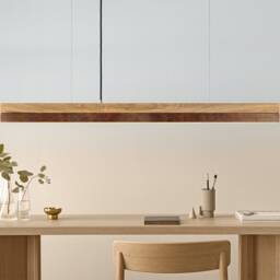 Pendant Lamp - Oak Wood & Corten Steel Dining Room Gantlights Led - thumbnail 3