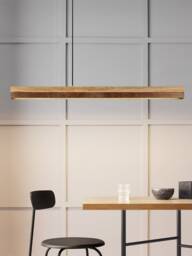 Pendant Lamp - Oak Wood & Corten Steel Dining Room Gantlights Led - thumbnail 1