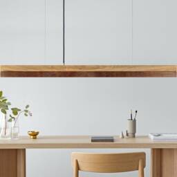 Pendant Lamp - Oak Wood & Corten Steel Dining Room Gantlights Led - thumbnail 2